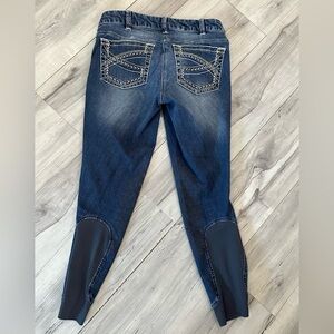ARIAT RIDING JEANS Womens Rubber Grip Legs & Mesh Back Ankles Size 26R (28Wx26L)